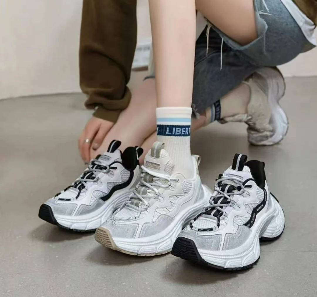 [慢慢专属]1018号春季新款男女款增高厚底爆米花运动休闲老爹鞋