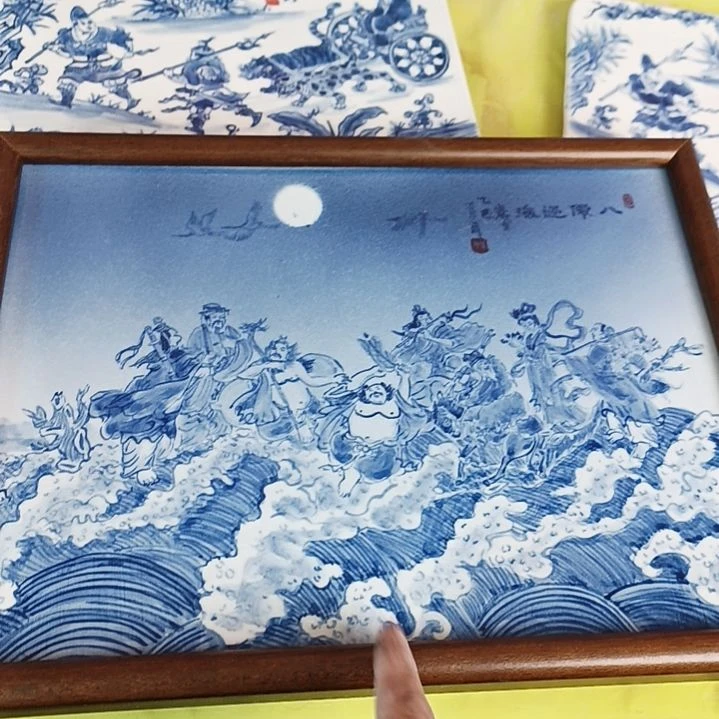 盘微*景德镇手绘釉下彩手绘