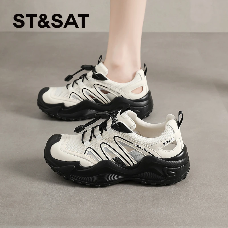 星期六户外溯溪鞋女款2025新款夏季透气登山网面鞋轻便薄款徒步鞋