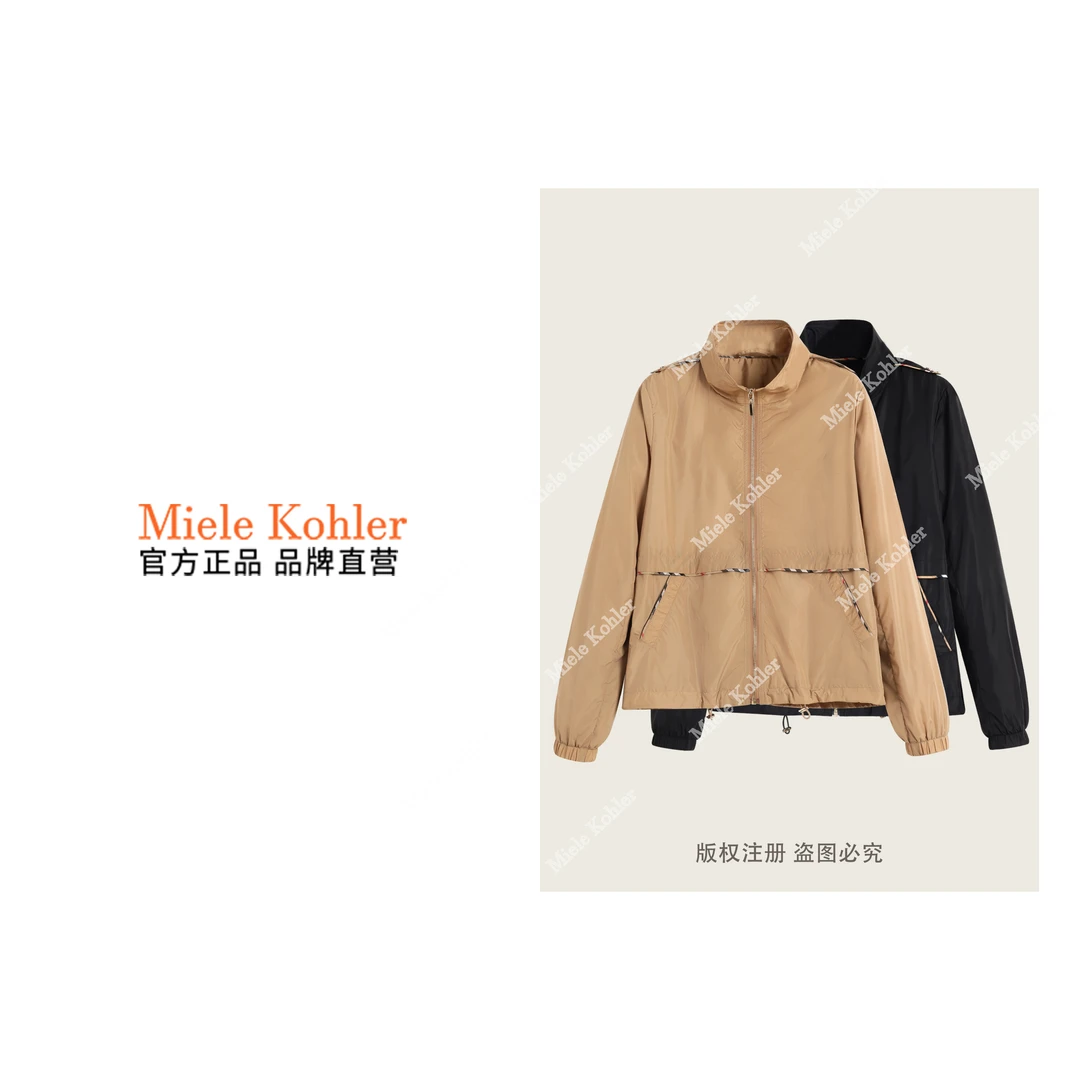 新款立领刺绣拉链英伦经典女款风衣外套 MKKQ62100【澳门小源同款】