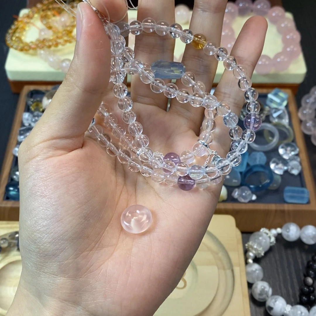 水晶手链银S925镶嵌吃****_