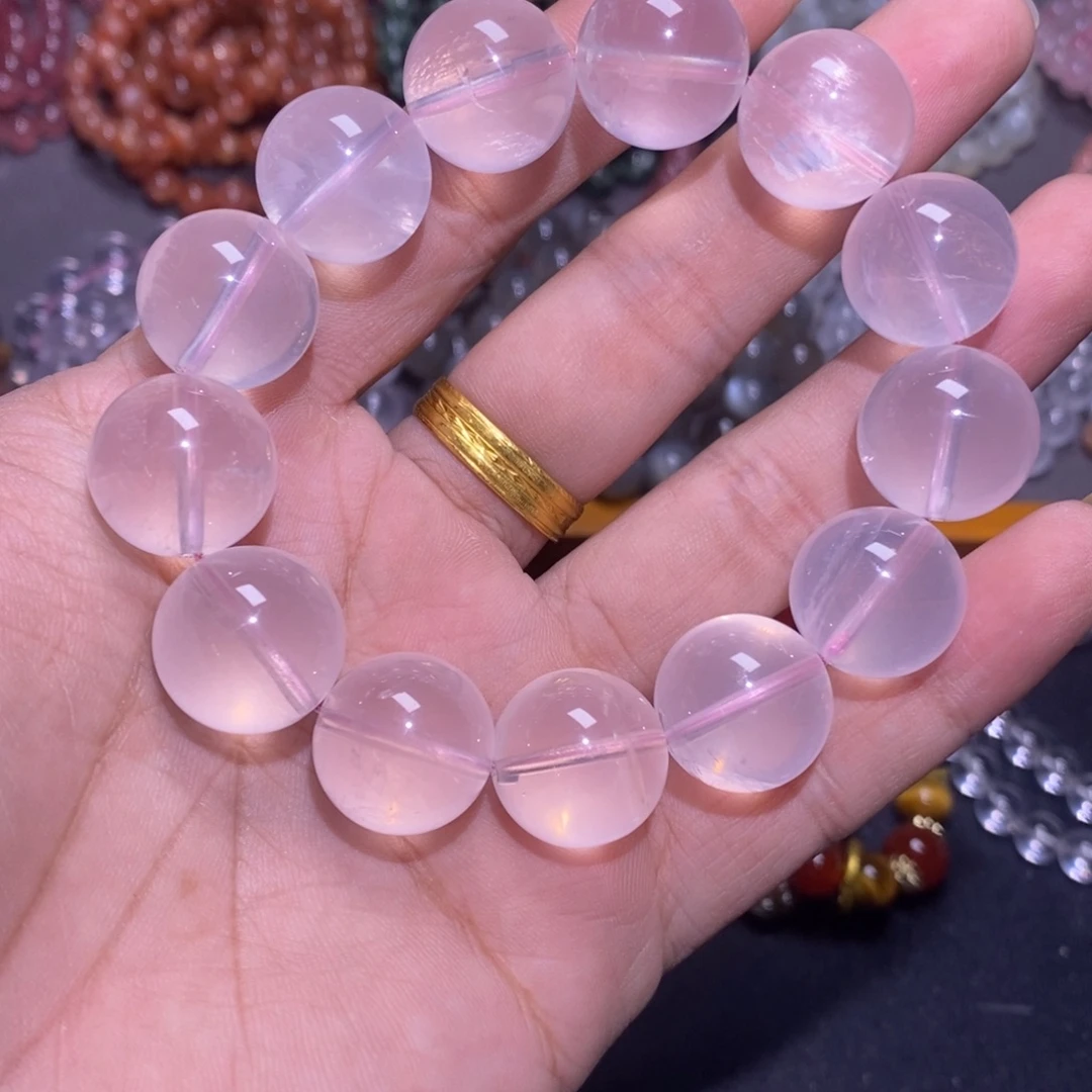 未镶嵌手串水晶17 星光粉六芒星 17