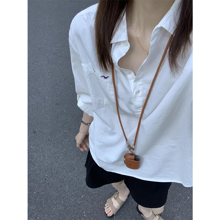 白色刺绣衬衫女春夏2025年韩系宽松休闲衬衣长袖防晒套头上衣外套