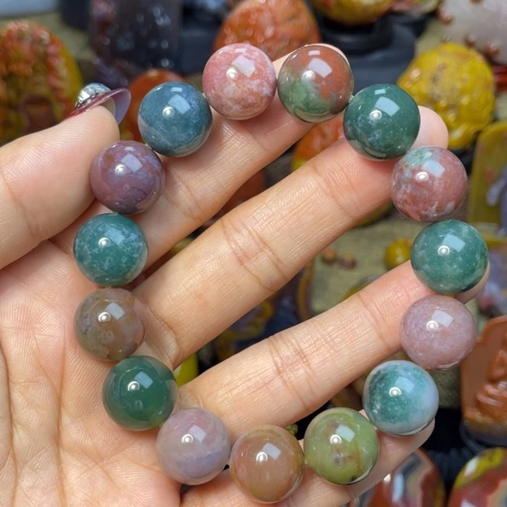 玛瑙/玉髓未镶嵌珠宝奇石天然七彩玛瑙手串399