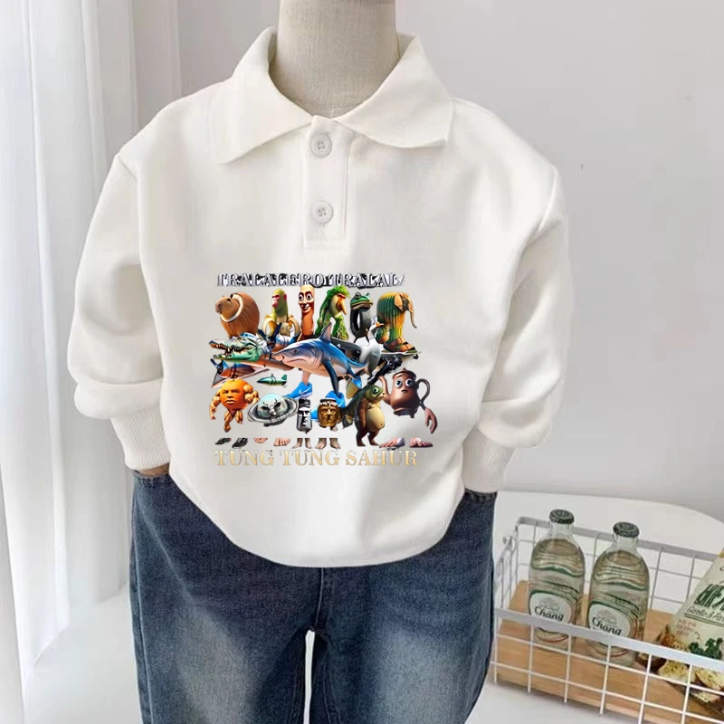 美国山海经通通哥木棍人童装潮牌长袖polo领儿童长袖上衣外穿潮