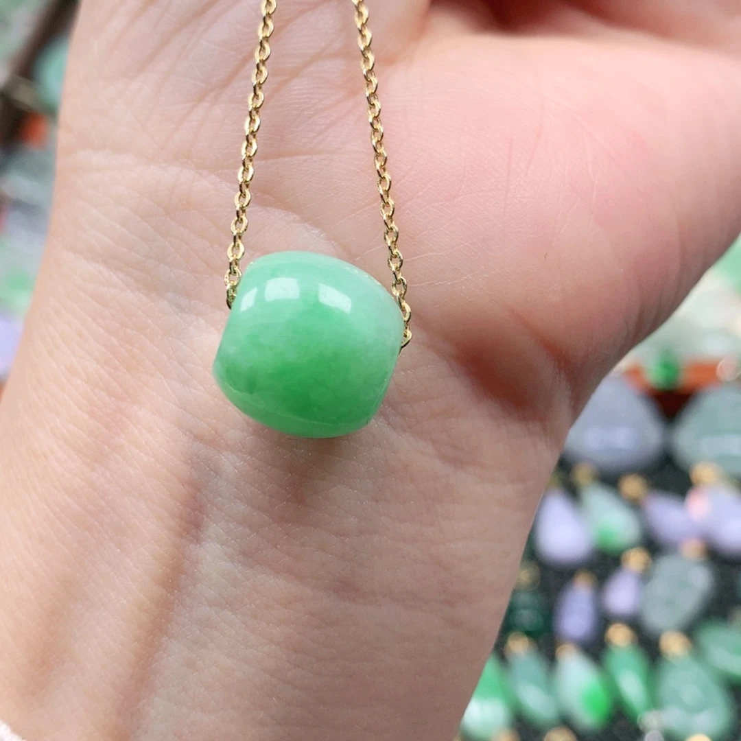 吊坠(不含链)18K金镶嵌翡翠