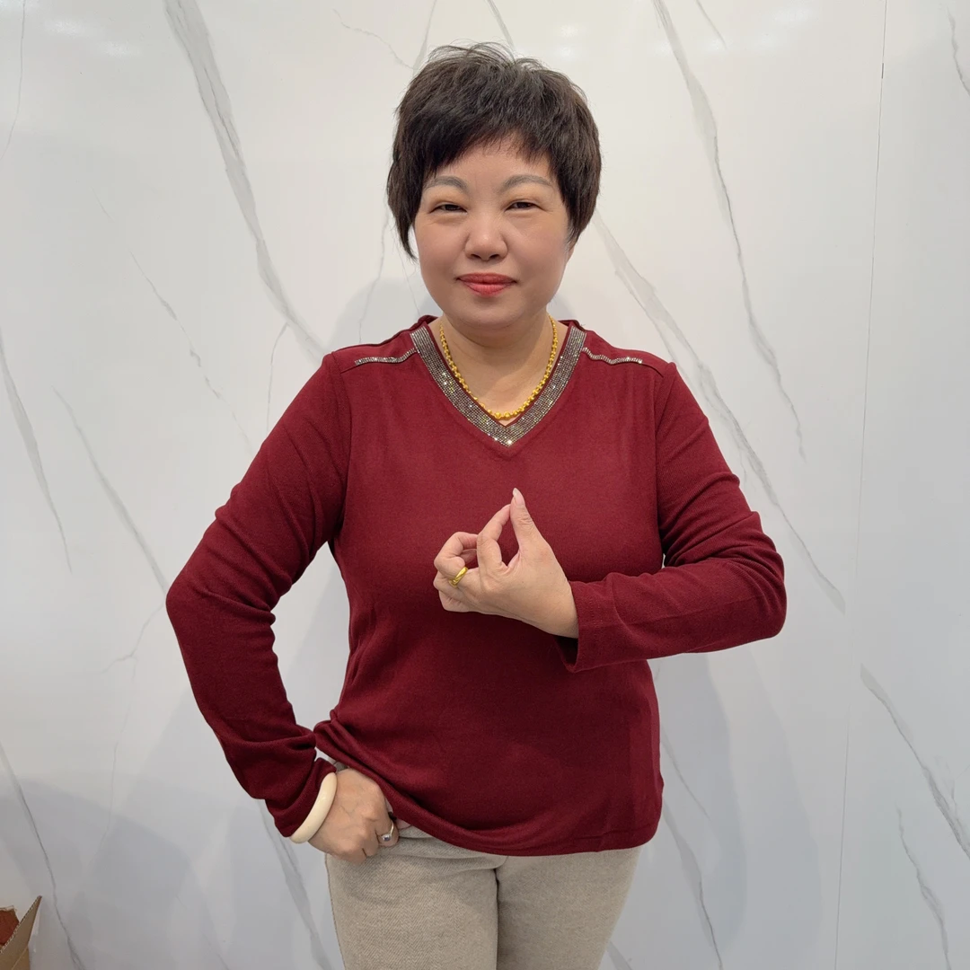 8818冬季新款休闲百搭V领烫钻保暖上衣打底