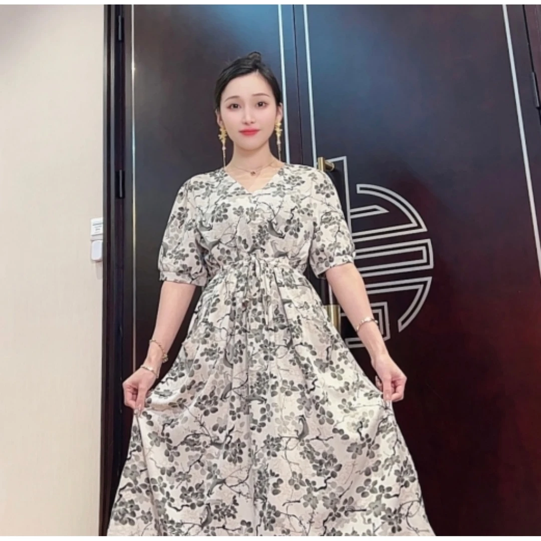 【商场高货】 四时江南轻奢优雅高贵设计师女装连衣裙6228
