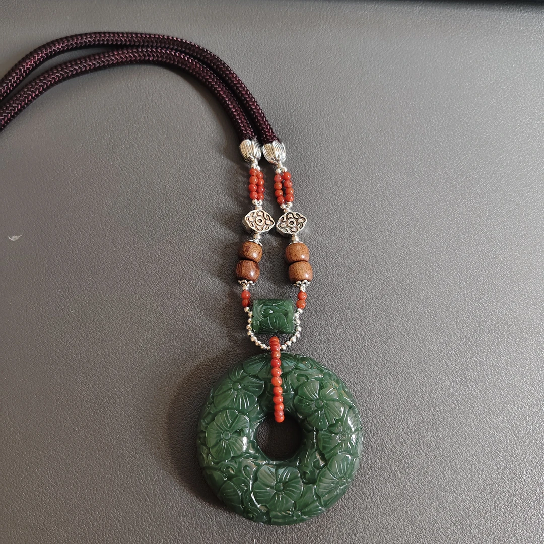 ［0054］天然和田碧玉精美平安扣复古时尚百搭