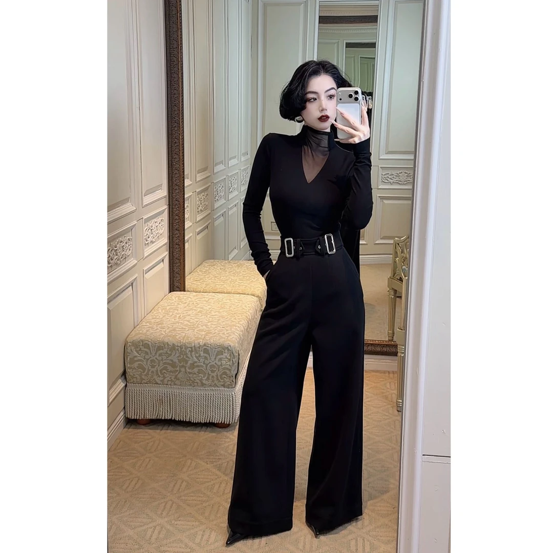 LYXJ【暗黑天鹅湖】秋冬时尚气质黑色修身长袖针织打底12850