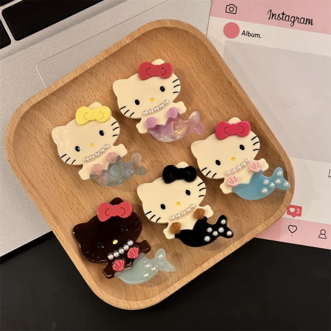 甜美可爱人鱼KT系列发夹醋酸边夹黑皮美人鱼发饰高级百搭鸭嘴夹子