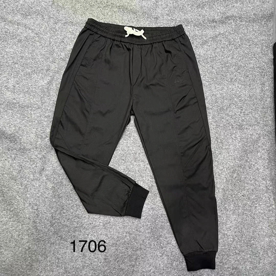 秋季新款大码时尚刺绣拼接拼段束脚松紧腰男士休闲裤1706百搭潮流