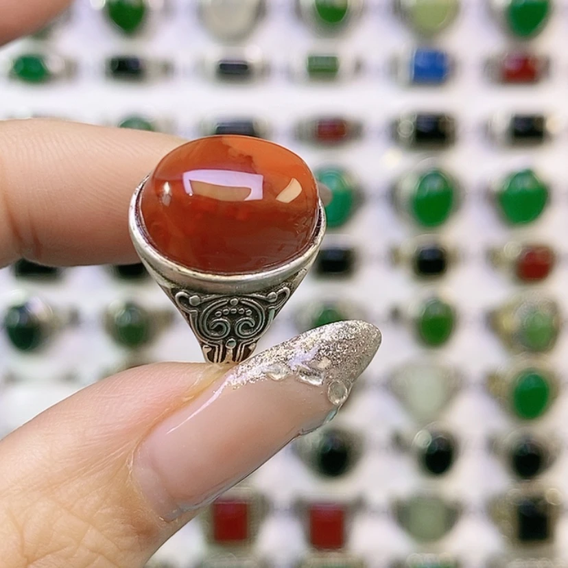 【闪购商品】银S925镶嵌南红玛瑙戒指人***度