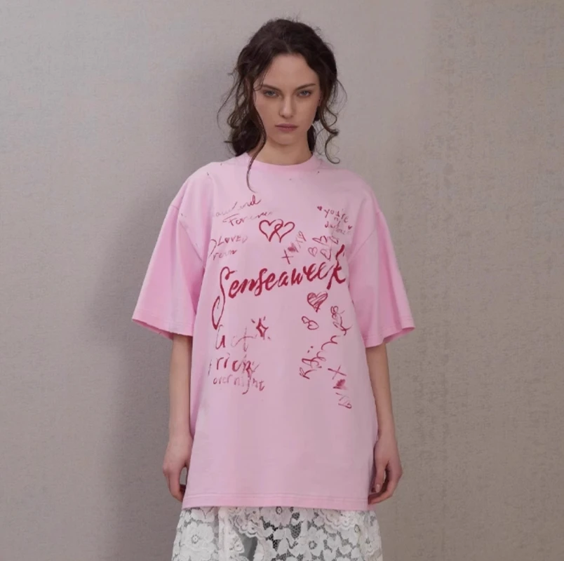 SENSEAWEEK 情书涂鸦磨破短袖 SA951