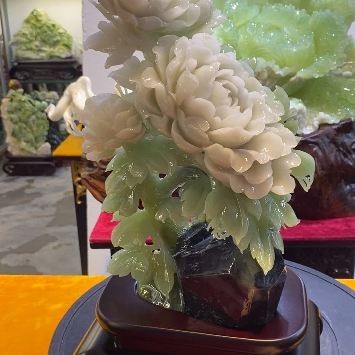 石材土*人家居摆件花开富