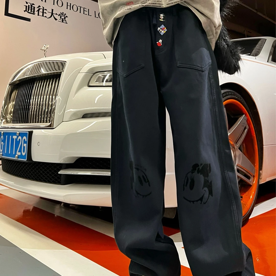 【北北推荐】秋季新款设计款图案显瘦加绒休闲裤 S384