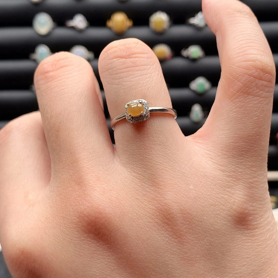 翡翠戒指银S925镶嵌0087