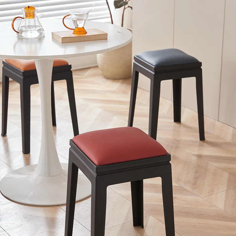 慕格娜软包凳升级版加厚软包方凳加大软坐面可叠放家用餐凳防滑