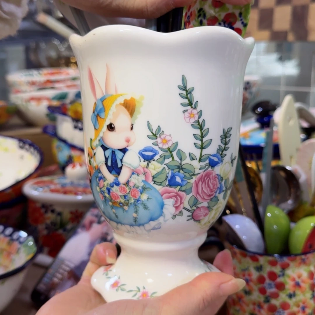 陶瓷南瓜兔筷子筒一只