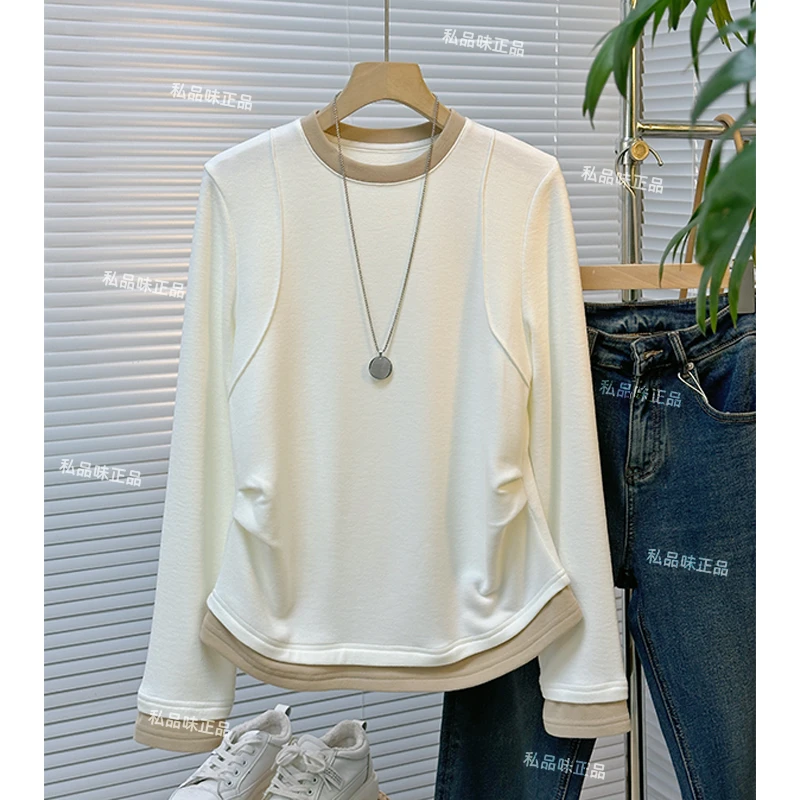 （现货清仓) SPW私品味 2025秋冬加厚德绒假两件软糯打底衫DR1564