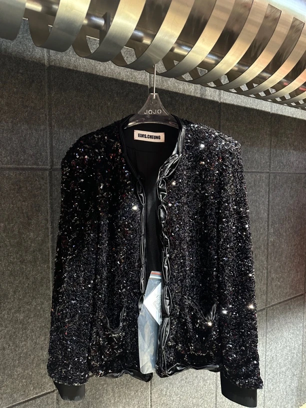 ELVIS.CHEUNG 25春款丝带装饰珠片合体外套