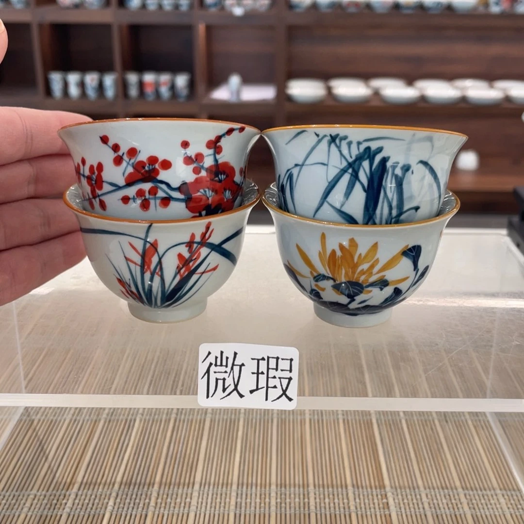 釉下手绘茶具微瑕