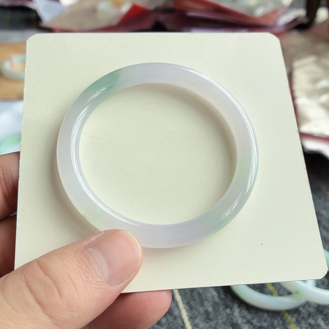 翡翠手镯未镶嵌圆条53.8