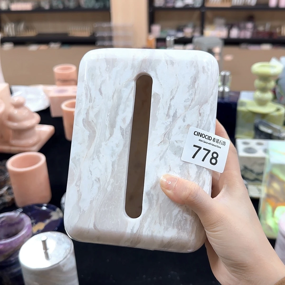 石材凤白玉纸巾盒778