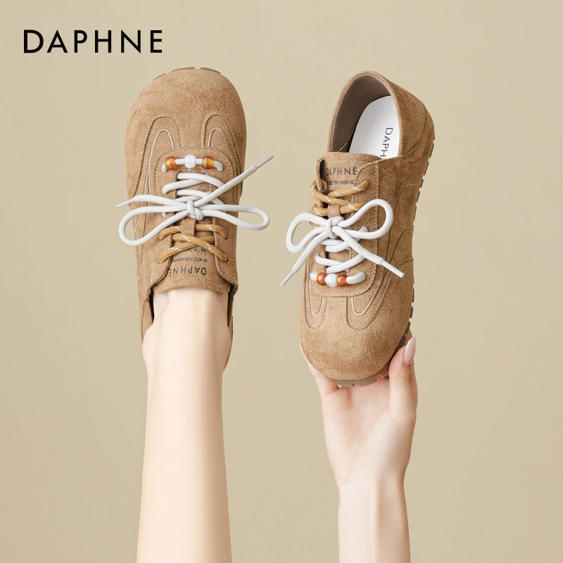 达芙妮品牌正品复古勃肯鞋秋季2025系带休闲袋鼠鞋软底德训鞋女鞋
