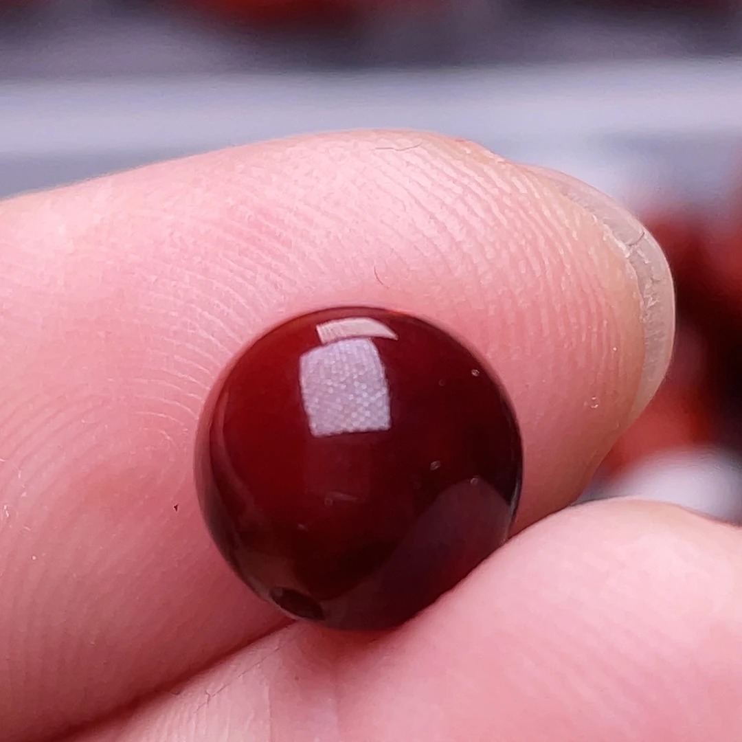 用***2南红玛瑙南红玉石手串配饰未镶嵌8.4mm瓦西牛血红单珠