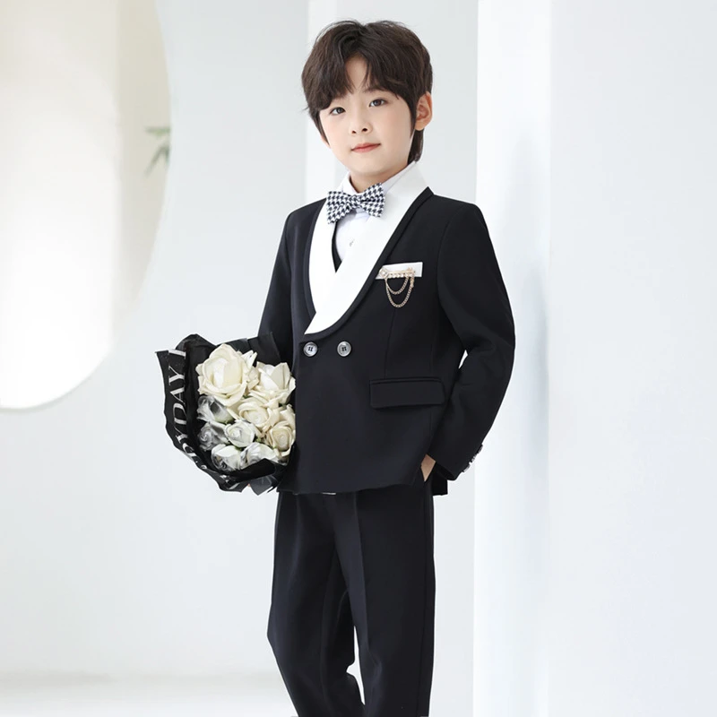 秋冬新款男童礼服西装套装儿童走秀主持朗诵演出服花童周岁小西服