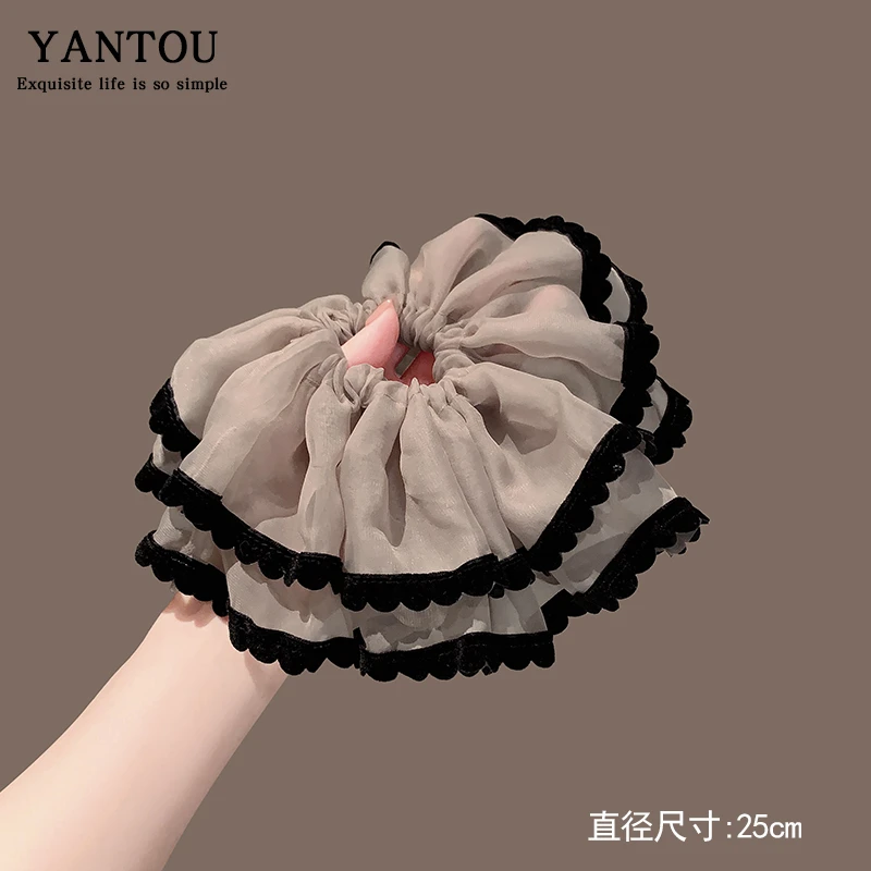 超仙氛围感大肠发圈女网纱裙边高级感发绳2025新款扎头发皮筋发饰