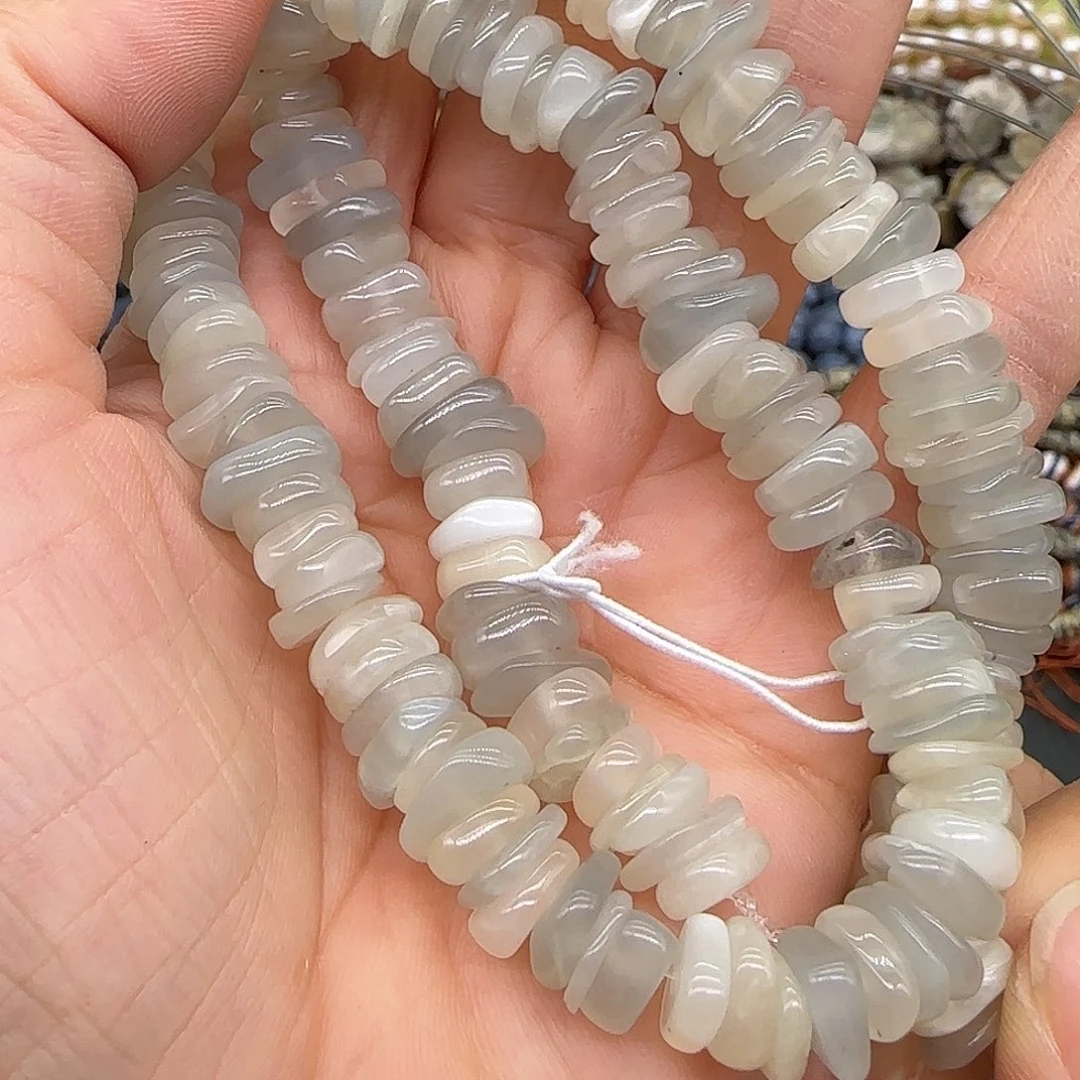 玛瑙/玉髓合金珠宝半成品白月光8-10mm一条
