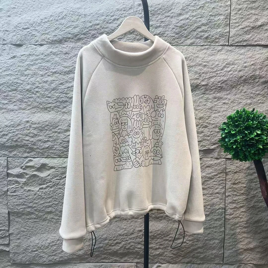 8266新款加绒加厚冬季休闲简约百搭半高领卫衣