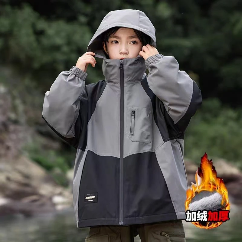（加绒加厚）防兔毛男保暖春秋防水透气冲锋衣防水防风秋冬季加厚