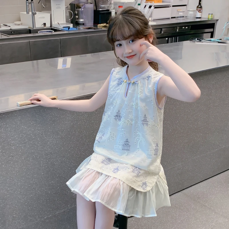女童连衣裙夏季2025新款儿童旗袍汉服洋气国风薄款公主女孩裙子仙