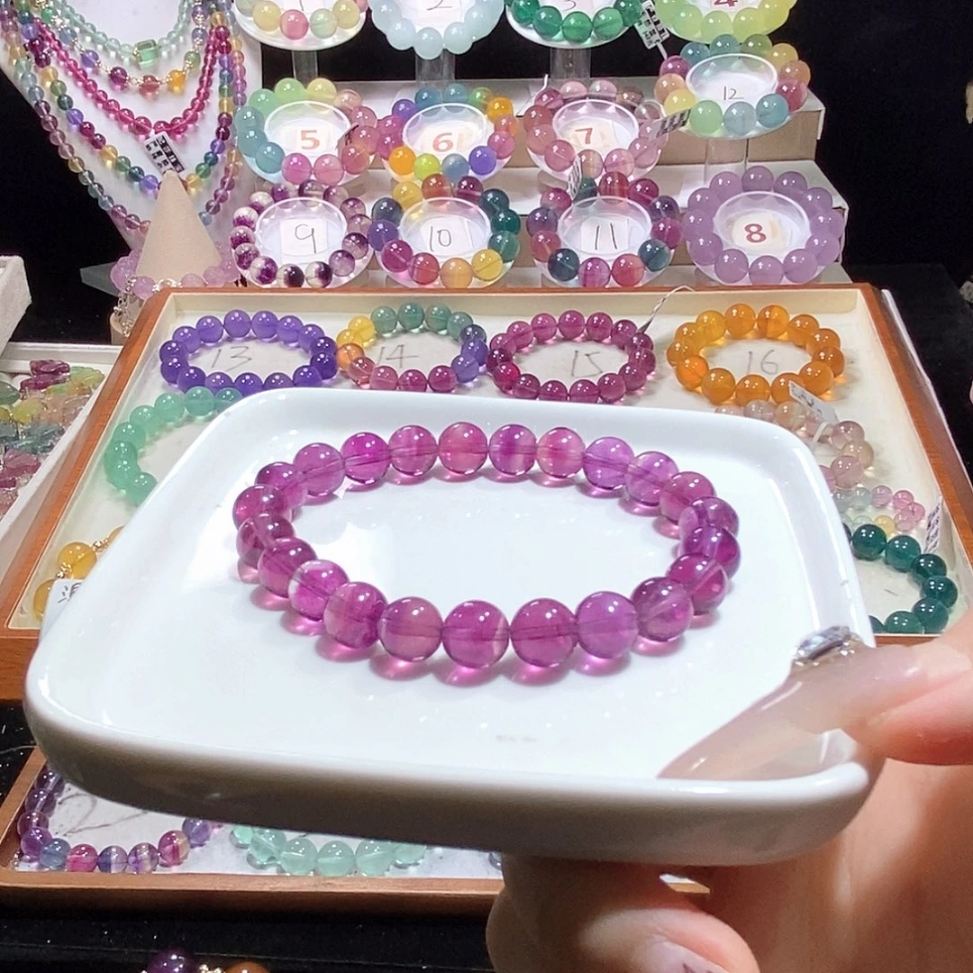 手链未镶嵌萤石玻璃体乌梅紫