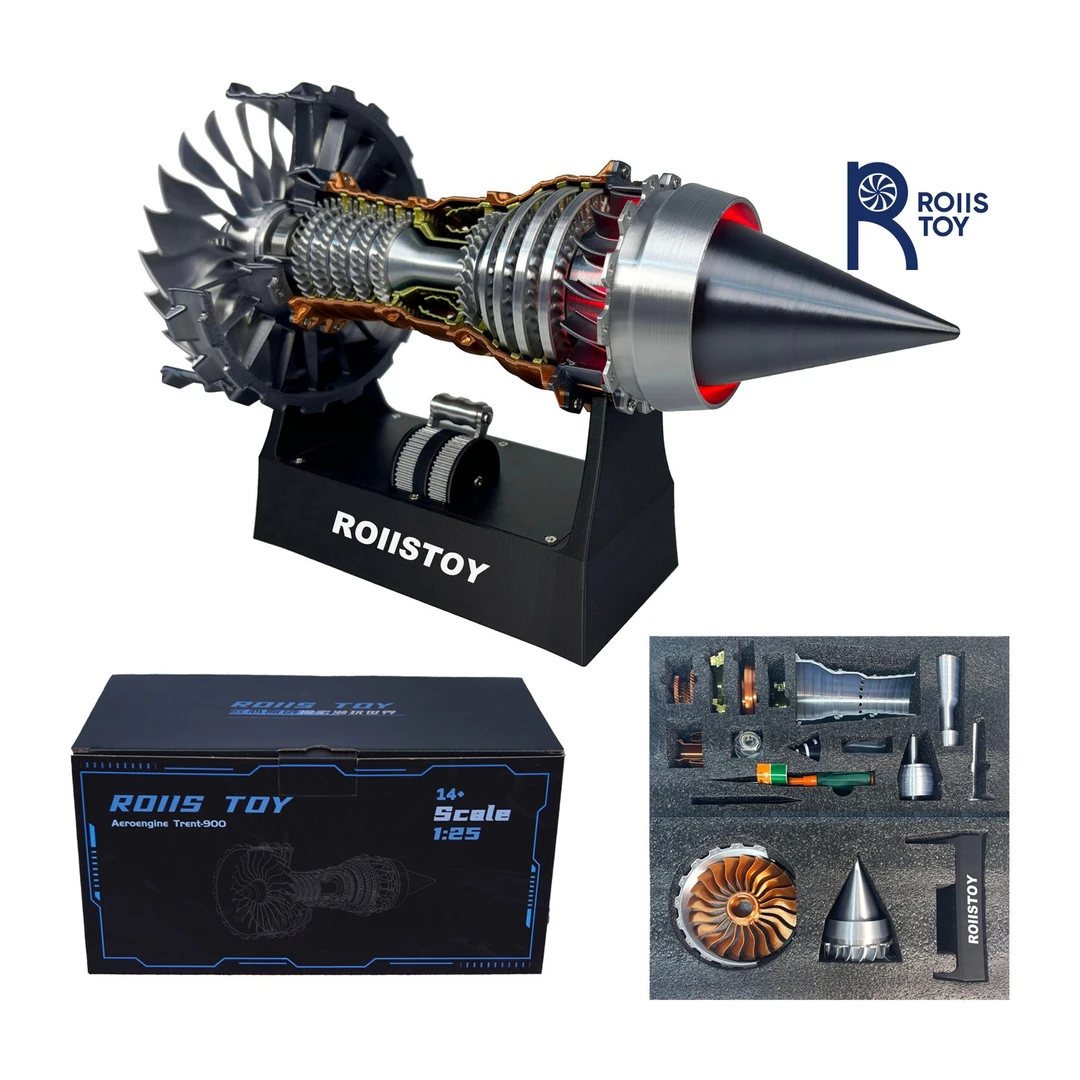 【双旦特惠】推杆红/蓝灯 航空发动机模型飞机涡扇拼装科技玩具