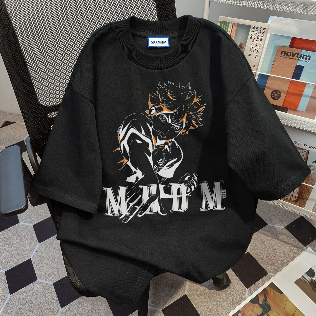 STA.MEDM联名二次元乌野300克重磅美式t恤短袖ins潮牌炸街情侣装