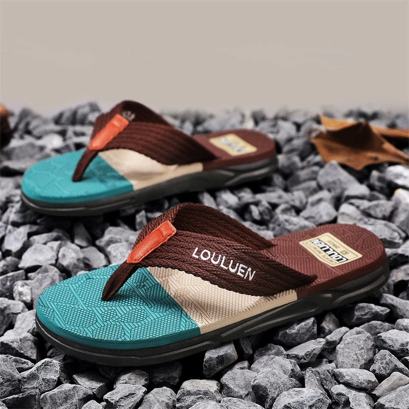 森刻轻便防滑厚底夏季休闲透气人字拖大码户外外穿耐磨潮流软底