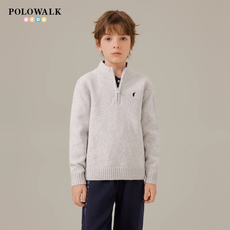 POLOWALK童装男童2025新品男童时尚简系中高领针织衫W532C0971