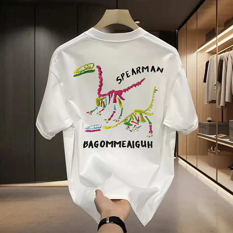 【陈总专属20-骨架恐龙】T2026夏季新款刺绣字母潮流休闲百搭T恤
