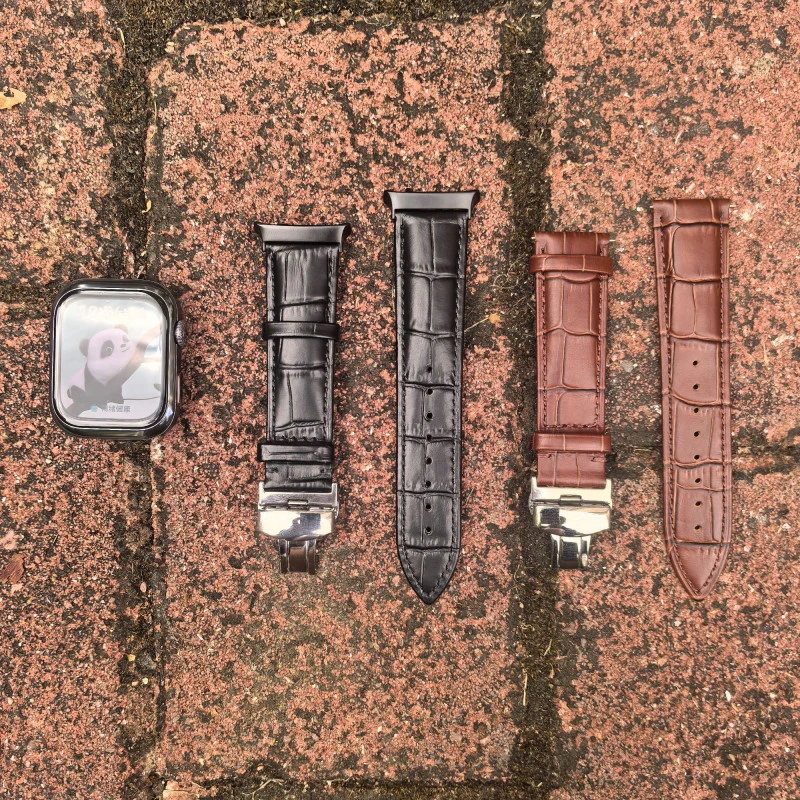 适用华为WATCHD2真皮带头层牛皮表带LCA-B10蝴蝶扣手表配件表链