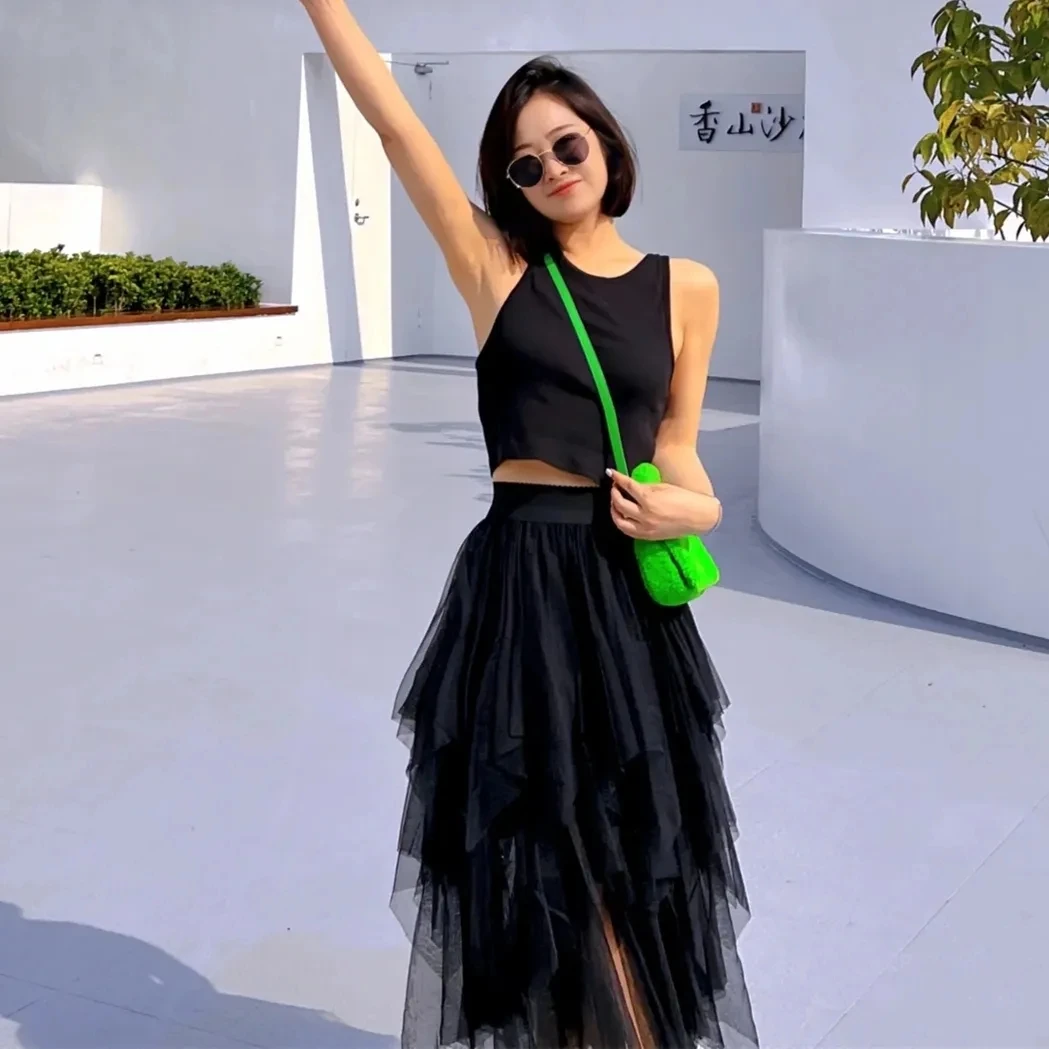 清货！质感软纱！商场200+！ 不规则蛋糕网纱裙女垂感显瘦半身裙