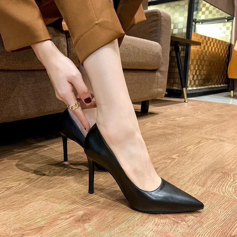 HJ699细跟高跟鞋尖头时尚春季胶粘职业法式性感工作鞋女鞋