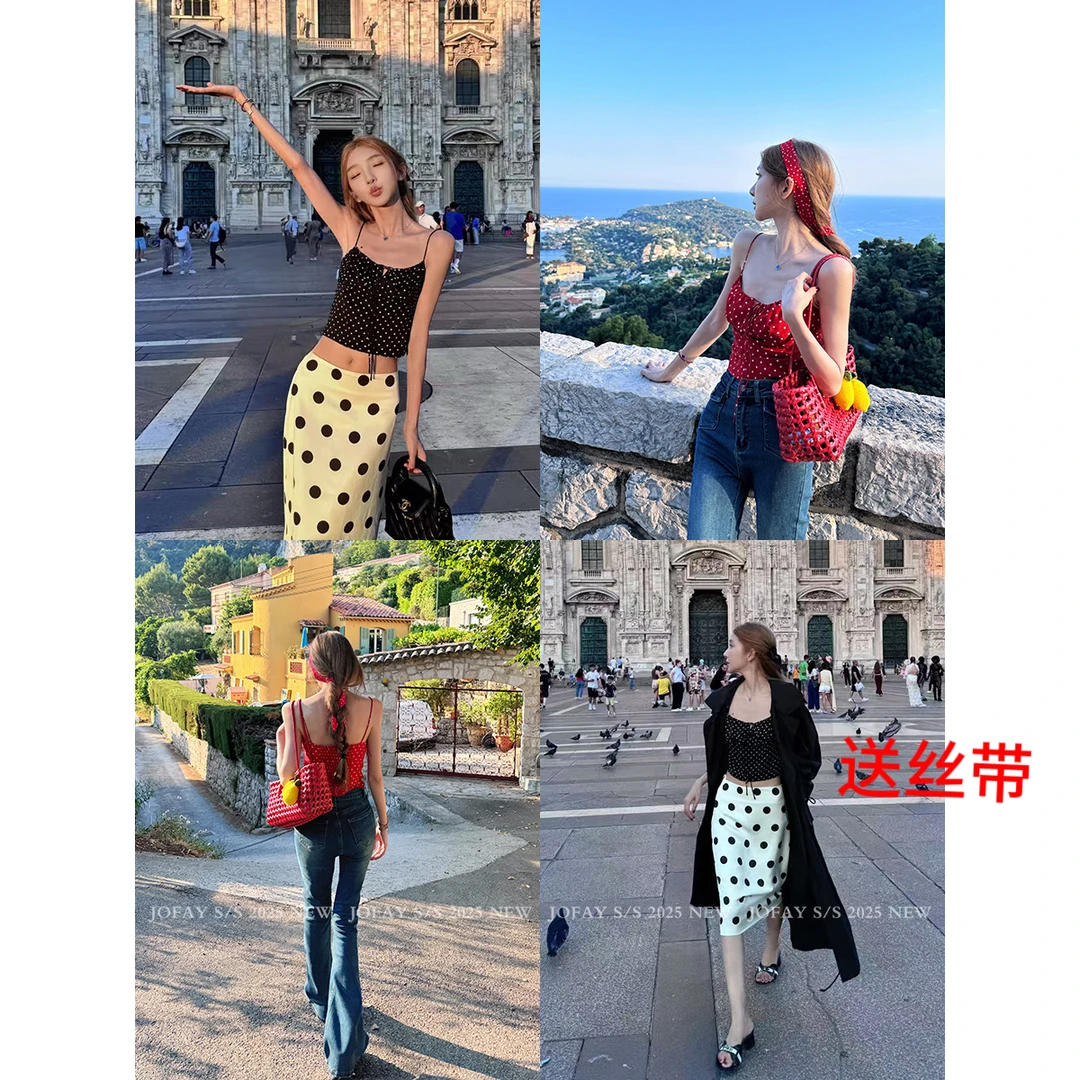 【CHASING LIGHT】|法式波点|miu系波点吊带 C1583