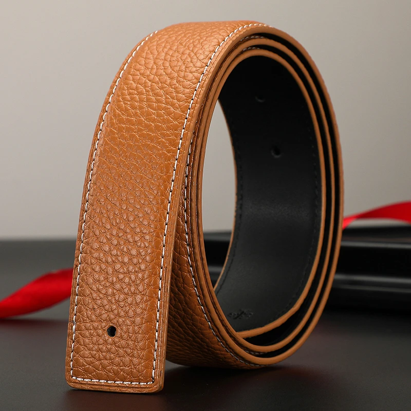 适用于爱马皮带不带头男款平滑扣H腰带男款真皮牛皮裤腰带男士