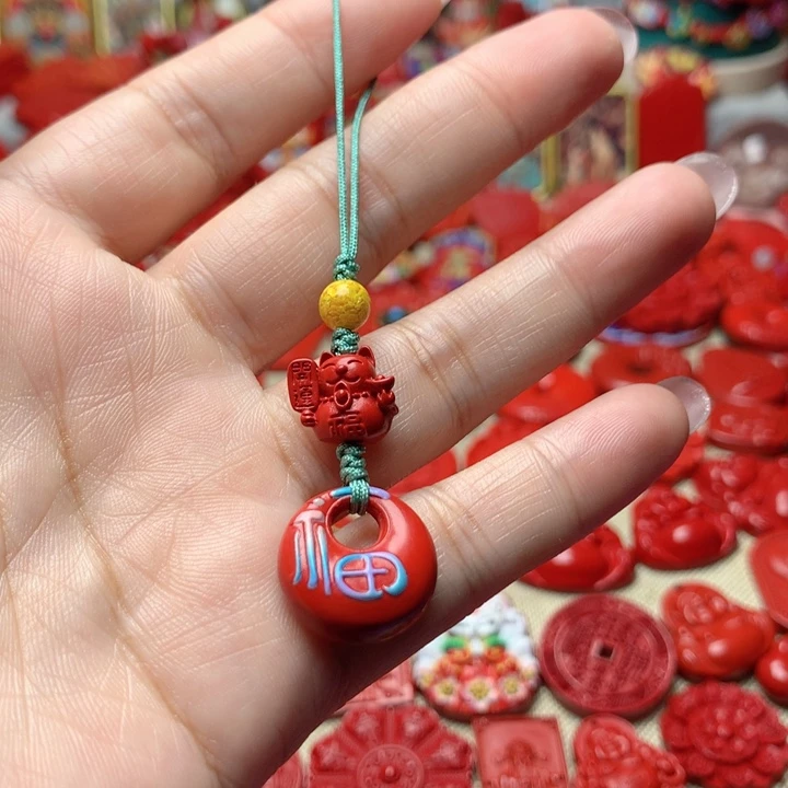 天然辰砂工艺品朱砂手机坠