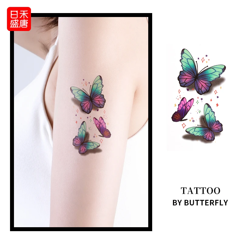 锁骨草本纹身贴防水女持久手臂性感高级感小清新贴纸手花臂不反光