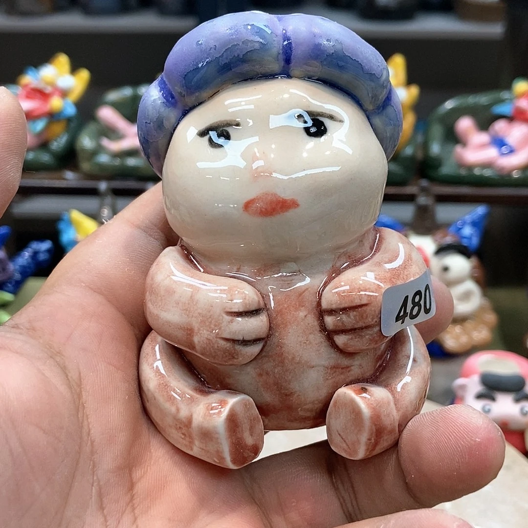 摆件直播间手工抽象陶瓷摆件480
